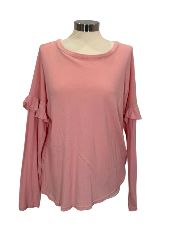 Michael Lauren Tops - Michael Lauren Dusty Pink Long-Sleeve Ruffle Detail Top